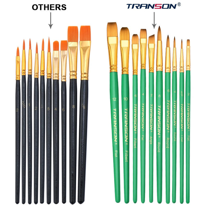 Transon 20pcs Artist Painting Brush Set Green